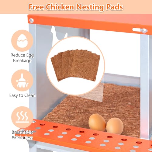 8 Compartment Galvanized Steel Nesting Box Wall Mount | Galvanized Steel Rustproof & Weather Resistant|Vented Design Keeps Interior Dry & Odor Free|Tool-Free Assembly - size: 42.5"L x 17.0"W x 25.0"H