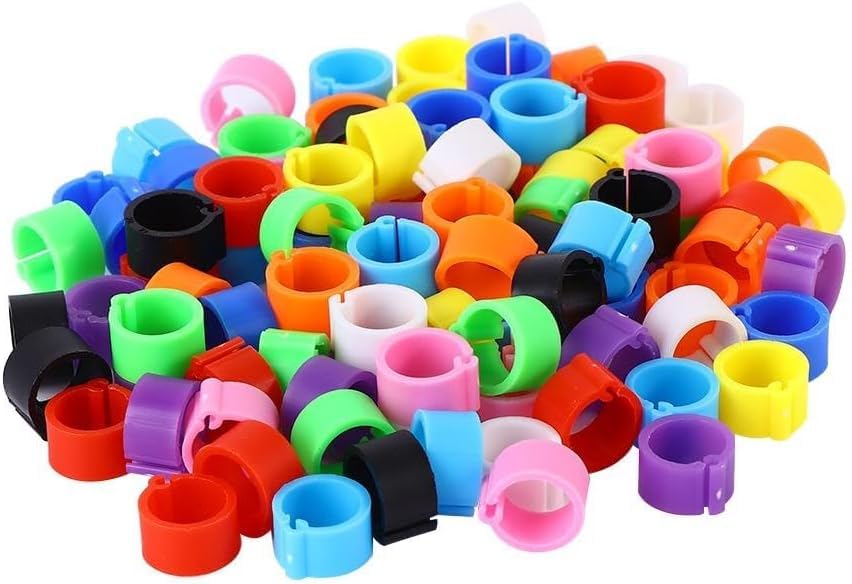 50 Pcs Poultry Leg Bands - Multi-Color Clip-On Rings for Bird Identification | 8mm Diameter Foot Bands for Ducks, Chicks, Pigeons, and Parrots