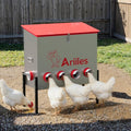 Automatic Chicken Feeder, Metal Poultry Feeder, Chicken Feeders | 100LB Poultry Feeder With Stand & 10 Ports. Includes Bonus Vegetable Net, Feeder Sealant And Anchor Stakes For Chicken. - size: 100 LB