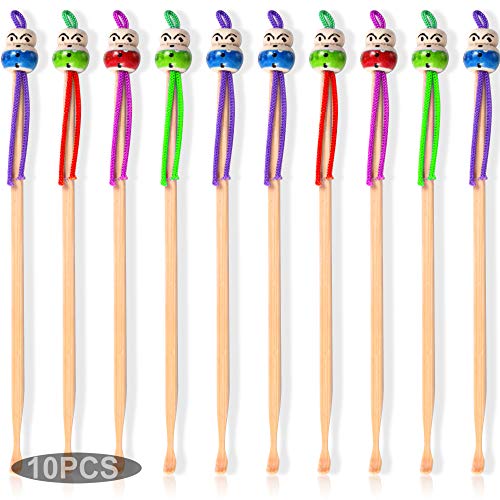 10pcs Bamboo Ear Pick Ear Cleaner Earwax Curette Remover Earpick Tool Hanging Clean Tool for Adult Children