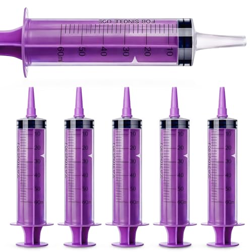 10 Pack 60ml Oral Feeding Syringe for Baby & Pets, Large Liquid Medicine Dispenser, BPA-Free Reusable Syringes with Cap
