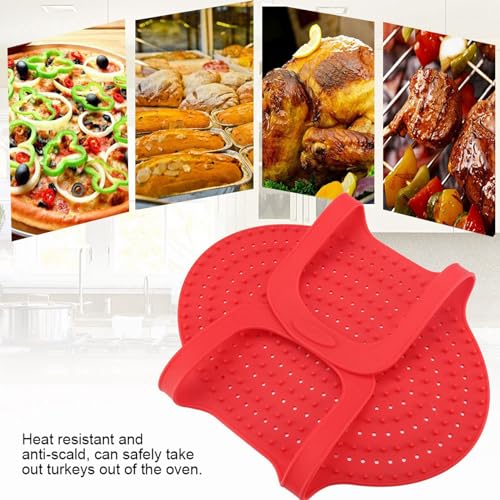 Heat Resistant Turkey Lifter, Poultry Lifter Turkey Roasting Sling, Oven Baking Mat Silicone Mat Non-Stick Cooker Sling, Multipurpose Cooking Accessory(Red) - color: Red