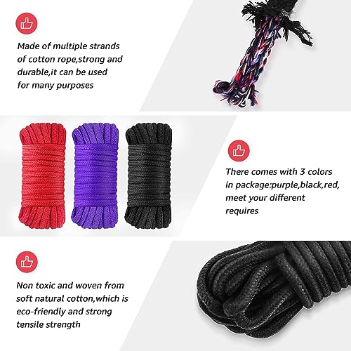 Soft Cotton Rope,for Camping, Hanging Clothes & Costume Play, Red - style: Red