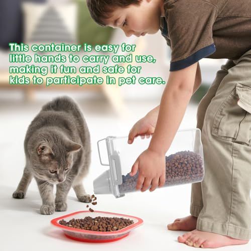 TBMax Rice Container 2 Pack 5 Lbs, Small Pet Dog Cat Food Container Dispenser, Kitchen Cereal Storage Container with Cup, Perfect for Daily Use, Travel, and Portion Control - color: Light Grey 3+3Qt