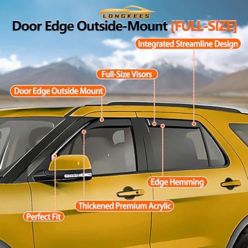 in-Channel Window Visors Rain Guards FIT Hyundai Santa Cruz 2022-2025 (2022-2025) – 4-Piece in-Channel Dark-Smoke Polycarbonate Vent Deflectors