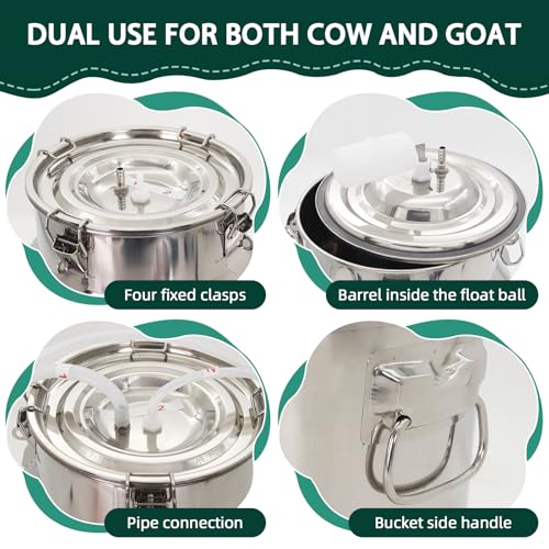 14L High Power Cow Milking Machine Portable Rechargeable Pulse & Vacuum | 304 Stainless Steel Bucket, Portable Pulsation Vacuum Pump Milker Rechargeable Battery Dairy Farm Milking Equipment - size: 14L High Power Cow Electric Milker