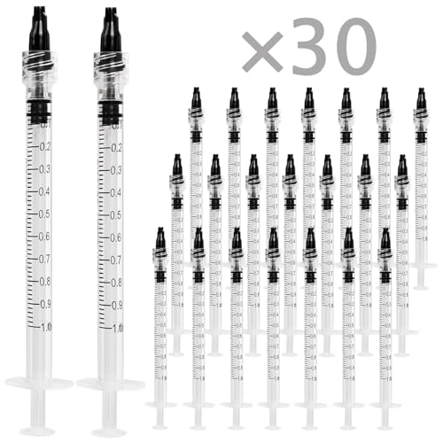 60 Pack 1ml Luer Lock Syringe without Needle Individually Sterile Sealed | 1cc Plastic Syringes For Colostrum Collection, Oral, Pet Feeding, Glue, Oils - size: 1ML