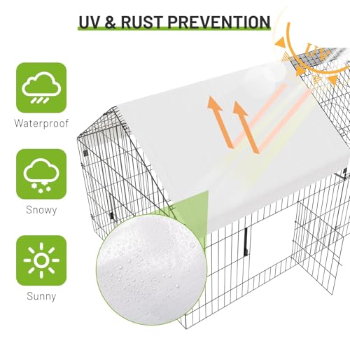 NUGRIART Metal Chicken Coop 83"x38" Chicken Run Pen with Cover | Waterproof Cover, Portable Poultry Cage, Chicken Tractor for Chickens, Ducks, Rabbits & Small Animals, Outdoor Backyard Use. - size: 83.0"L x 38.0"W x 34.0"H