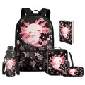 Upetstory Cherry Blossom School Bag Axolotl Backpack for Girls School Bag Set wth Lunch Box 6-8 8-10 10-12 Kids Pencilcase Water Bottle Sleeve Book Cover Elementary Kindergarten Preschool Bookbag - color: Cherry Blossom Axolotl