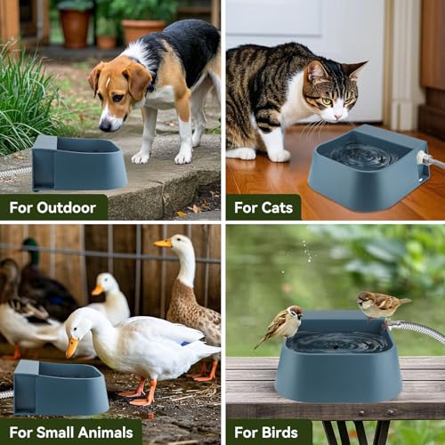 LESYPET Dog Automatic Water Dispenser with Hose, 68 oz Outdoor Dog Drinking Water Bowl for Chicken Livestock, Auto Filling Waterer for Pets & Livestock - size: 68 oz - Bowl with Hose