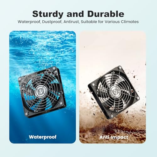 5.5'' Solar Greenhouse Fan 2 Kit, 30W Solar Powered Exhaust and Intake Chicken Coop Fan, Strong Airflow & Waterproof, 16.5 ft Cord, for Outdoor Shed Air Circulation and Ventilation, No Battery - size: 5.5" Fan 2 Kit