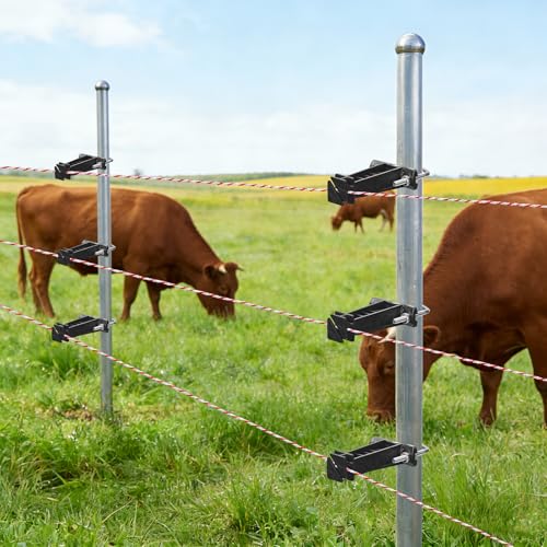 50 Pcs Tube Post Insulator, Electric Fence T Post Insulators for Electric Fence Wire, Fits Chain Link, Square or Round Tubing, White Vinyl Picket Fence(Black)