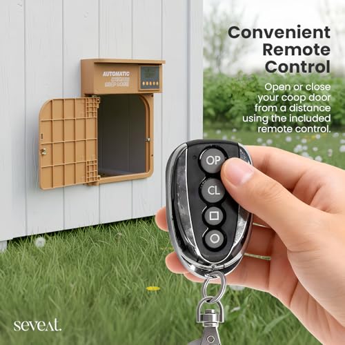 Automatic Chicken Coop Door | Remote Control | 6W Battery Powered with 4×AA Batteries | Auto & Manual Modes | Timer Sensor | 180° Opening Angle (Light Brown) - color: Light Brown