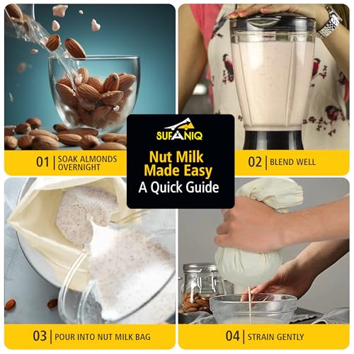Nut Milk Bag - 2 Bags (12 x 12 Inch) 100% Unbleached Cotton Cheese Cloth Bag for Straining, Premium Nut Milk Bag Reusable, Nut Bag Strainer for Almond, Soy, Oat Milk, Juices, Cheese Making - size: 12x12 / 2 pieces