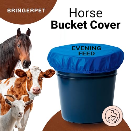 Horse Bucket Cover for Feed Protection & Organization, Keeps Dust & Moisture Out, Breathable 210T Elastic Fit for 2-5 Gallon Buckets, Livestock Lid for Horses Goats Cows, 1 Pack (Evening Feed) - color: Evening Feed