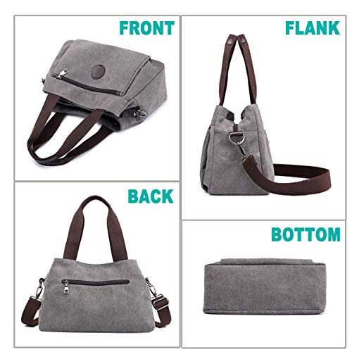 Hobo Handbags Canvas Crossbody Bags for Women | Multi Compartment, Triple Zip Pockets, Lightweight Medium Tote Sacthcel, for Travel Commute Going Out Everyday Use - color: Beige - Medium