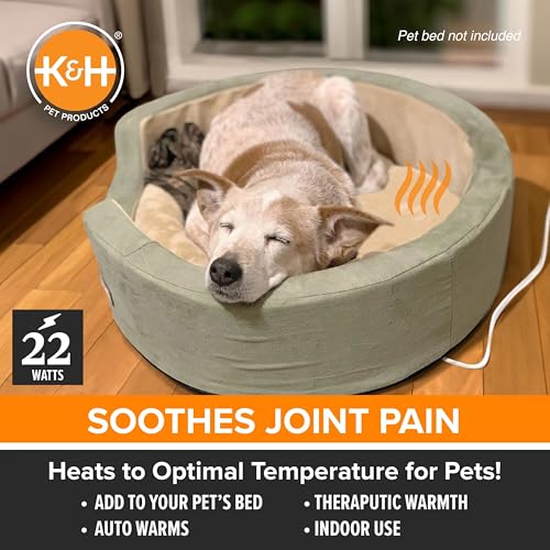 K&H Pet Bed Warmer, Safety Listed, Dog Heating Pad, XL 25.5x15.75in Tan | Create Your Own Heated Dog Bed with The K&H Warmer, Waterproof Indoor Heated Warming Pad Insert, Smart Automatic Temperature - size: X-Large