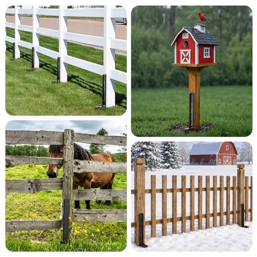 Fence Post Repair Kit, 4 Pack Heavy Duty Fence Post Anchor Stabilizer for Repairing Broken Leaning Tilted Damaged Wood - size: 4 PCS