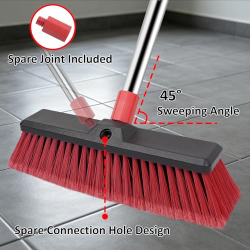 18”Push Broom with 70” Long Handle Heavy Duty Outdoor Broom for Cleaning Shop Garage Driveway Patio Deck Concrete Floor Sweeping - size: 18inch