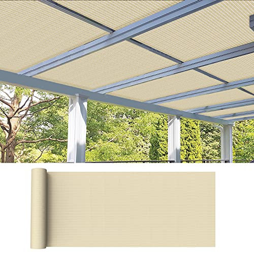 08' × 15' Sun Shade Cloth Outdoor 95% UV Block Sunblock Shade Cover Fabric Roll Privacy Screen Fence for Pergola, Carport, Patio, Deck, Awning, Garden, Yard, Balcony, Backyard, Beige - color: Beige, size: 0 8' x 1 5'