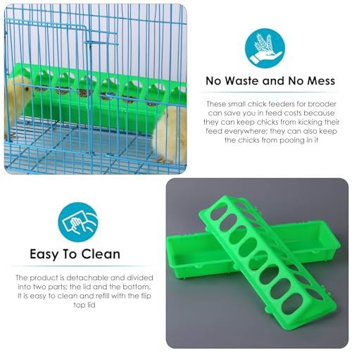 Flip Top Chick Feeder Trough, Plastic Bird Small Poultry Feeder | No Mess, No Waste Chicken Feeder for Small Chicks, Pigeons, Quails, Birds, Ducklings, Ideal for Using in a Brooder (Green) - color: Green