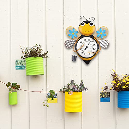Outdoor Thermometer, Bees Thermometer for Patio, Yard, Garden | Large Number Wall Mounted No Battery Needed Waterproof