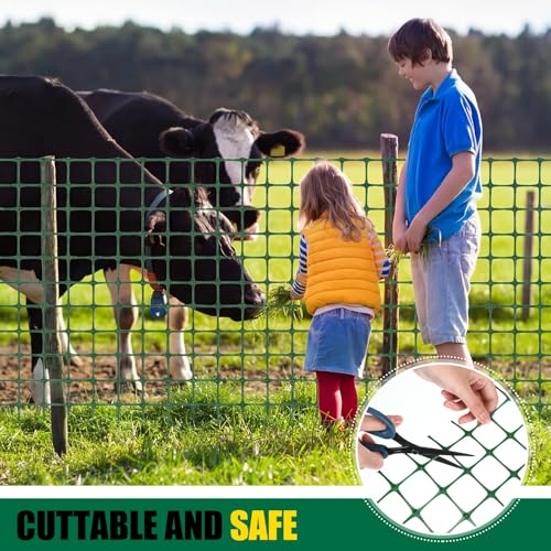 Preboun 4 x 164 ft Plastic Mesh Fence Plastic Safety Fence Roll Reusable Animal Construction Barrier Netting Temporary Pool Fencing Snow Fences for Construction Animal Garden Fencing(Green) - size: 4 x 164 ft