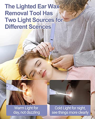 Ear Wax Removal Tool with Light Kids Ear Wax Remover Ear Cleaning Tool Ear Cleaner with Built-in Storage Space UANRNA Upgraded Ear Wax Removal with Light for Kids & Adults (Purple)