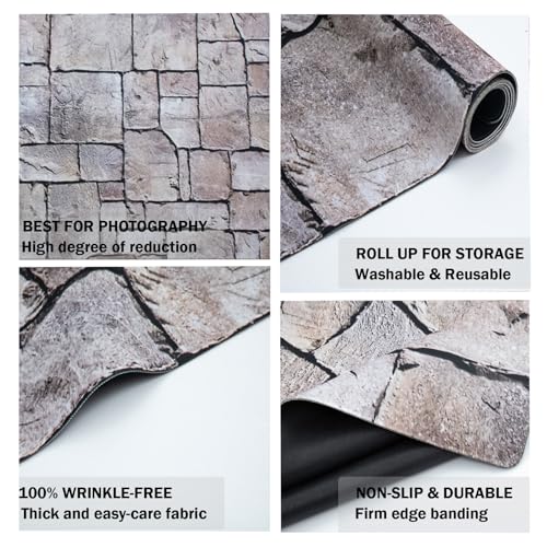 Kate Photography Floor Mat Vintage Stone Wall Rubber Backdrop 5x4ft | Brick Wall Rubber Floor Newborn Photography Props for Professional Photo Studio - color: Brick, size: 5x4ft