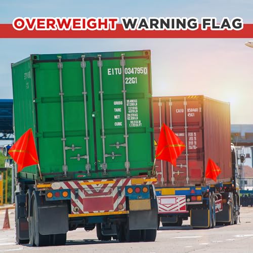 Kinlop 10 Pcs 24" x 24" Safety Flag Traffic Warning Flag with 35'' Wooden Dowel for Trucks Trailer and Pedestrian Crossings Construction Sites - style: Trendy