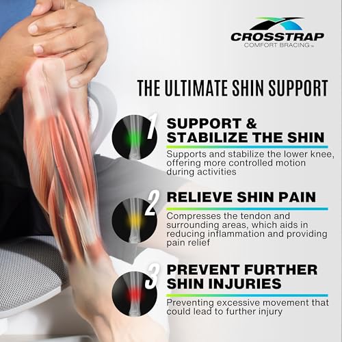 Calf & Shin Supports, Shin Splint Brace | Adjustable Neoprene Shin Splint & Leg Compression Support Strap | for Strains, Injuries, Pain - size: Small (2 Straps)