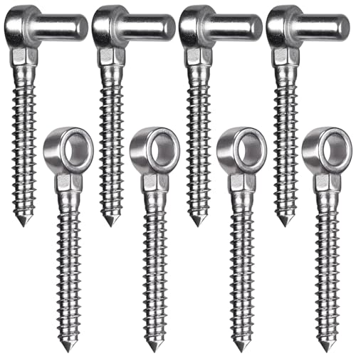 Insaga Cast 304 Stainless Steel Gate Hinges 4Pack Lag Screw Hinge for Farm M12 Hook and Eye Hinges, Partial Thread Gate Hinge Bolts for Wood Cattle Livestock Gate for Fence - color: M12 Hook and Eye Hinge-4Pair