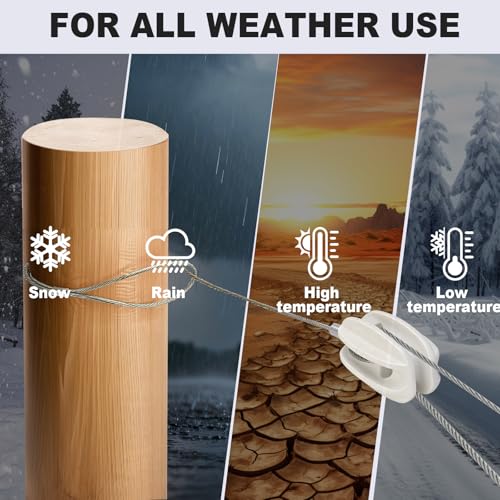 6Pcs Electric Fence End Insulator with 0.8m Wire 200kgf | No knots, wrap & tighten. 200kgf tensile strength. PBT+30%GF insulator. Reusable. For Posts corners & ends