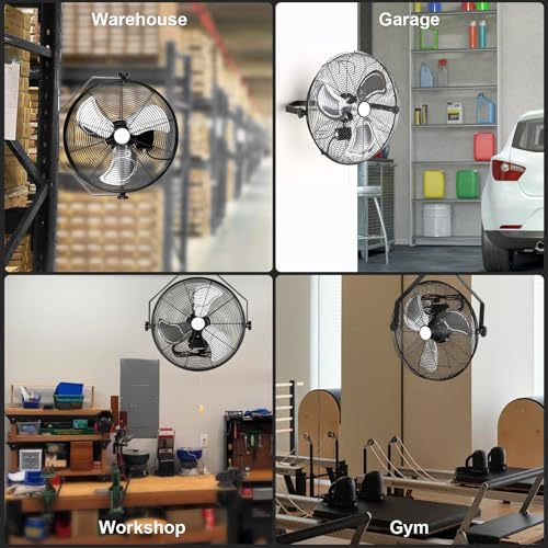 18" Industrial Wall Mount Fan, 4300 CFM 3-Speed High Velocity Wall Fan with Full-enclosed Motor, Heavy Duty Metal Barn Fans for Commercial, Warehouse, Workshop and Garage, 2-Pack - size: 18 in. 2 Pack