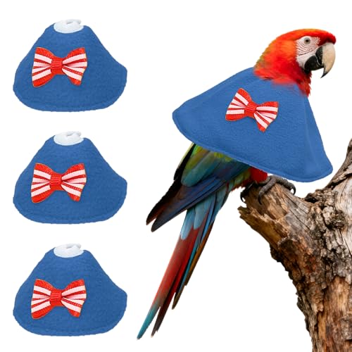 Bird Collars, Bird Cone Collar Protective Recovery Cones, Soft Adjustable Anti-Bite Feather Neck Protector (Blue, XS, 3 Pcs), Intended for Budgie/Cockatiel/Lovebirds - color: Blue, size: XS