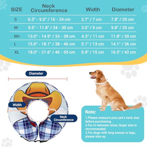Avont Inflatable Cowboy Dog Cone Collar, Soft Recovery E-Collar | XL: Neck 18.0-21.6", Width 5.9". Soft inflatable donut, washable cover, stops licking & scratching - size: XL(Neck 18"-21.6")