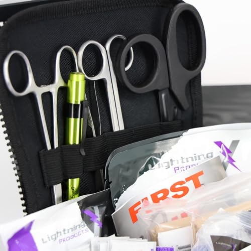 Lightning X Value Compact Medic First Responder EMS/EMT Stocked Trauma Bag w/Basic Fill Kit A - Black - color: Black