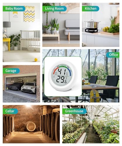 Digital Room Thermometer Hygrometer Indoor-Humidity Meter Monitor with Accurate Temperature Humidity Sensor Comfort Indicator ℃/℉ Switch for Wall Baby Home Greenhouse Cellar Garage Nest Reptile