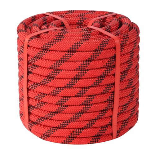 Arborist Rope 5/8in Climbing Rope Tree Rope for Outdoor Climbing Swing Sailing Halyard - style: Red1
