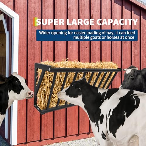 Hay Feeder for Horses, 40'' Long Goat Hay Rack with 25 Gallon Large Capacity, Heavy Duty Steel Wall Mounted Feeder Rack for Horses, Goats, Sheep, Indoor Outdoor Uses in Stable and Farm - size: 40 inch