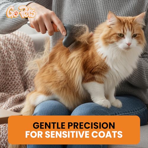 GoPets Double Row Dematting Rake Undercoat Deshedding Tool for Dogs & Cats | Dog Brush for Shedding and Grooming, Long Hair Pet Grooming Brush for Mat Removal, Detangling, and Shedding Control - style: Double Row Dematting Comb