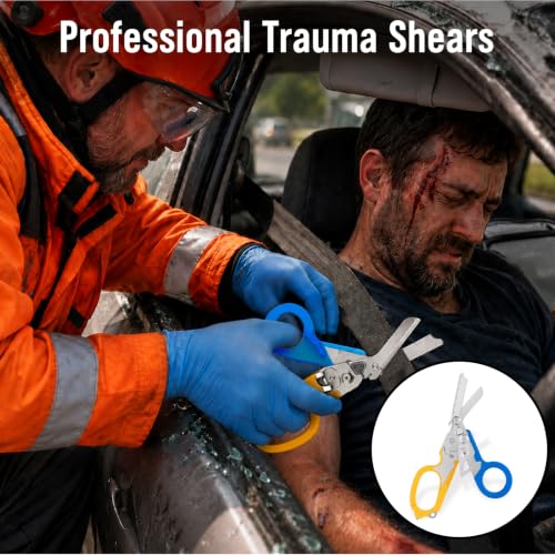 6-in-1 Heavy-Duty Emergency trauma shears (Blue yelloy) - color: Blue Yelloy