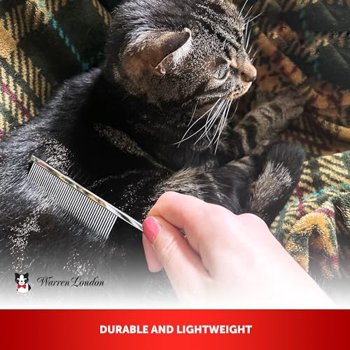 Warren London Precision Tail Comb made with Copper | 7 inches | Rounded Tips Prevent Irritation | Finishing and Fluffing Comb for Grooming Paws Face and Tail | Tear Stain Removal - style: Precision Tail Comb