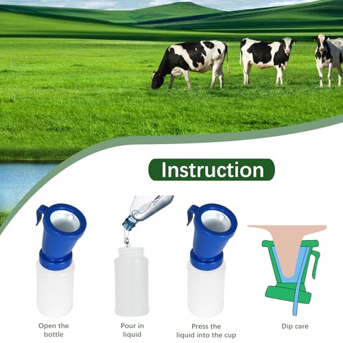 Teat Dip Cup - Non Reflow Design for Cow, Goat, Sheep | Secure Nipple Cleaning Disinfection Dip Cups 300 ml (blue, 1) - style: blue