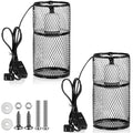 2 Pcs 4 Inch Reptile Heat Lamp Guard Anti Scald,White, Black | Heating Lamp Holder, Mesh Cage, with 150w Ceramic Heat Emitter, Basking Anti Scald, Reptile Lizard Protection, Without Bulb - color: White