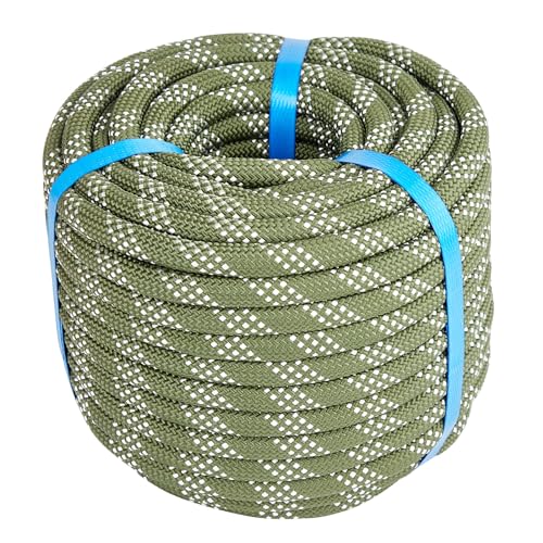 3/8 Inch 120ft Double Braided Polyester Arborist Rope, Heavy Duty Nylon Rope for Anchor, Tree Work, Cargo, Pulling, Sailing(ArmyGreen) - size: 3/8in x 120ft, style: Armygreen