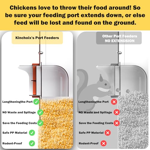 Automatic Chicken Feeder No Waste Metal Poultry Feeder Large Capacity 85lbs for Chickens, Geese, Ducks, Turkeys, Quails (10-Port) - size: 10-Port
