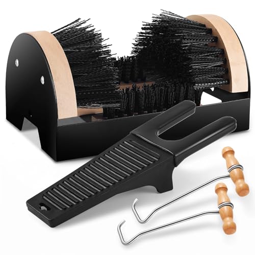 4Pcs Outdoor Heavy Duty Boot Scraper Brush Scrubber Boot Jack Shoe Scraper Brushes with Boot Hooks and Puller(Style B)