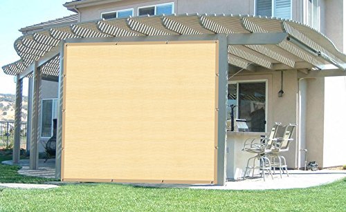 Shatex 90% Shade Fabric 10x 12ft Sun Shade Cloth with Grommets for Pergola Cover Canopy Wheat, 12 Bungee Balls - color: wheat, size: 10x12ft