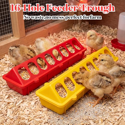 Didaey 12 Pieces Quail Feeders and Waterers Plastic Flip Top Chick Feeder No Waste Trough Dish Dispenser for Baby Chick Bird Pigeon Small Poultry Brooder Ducks, 3 Colors